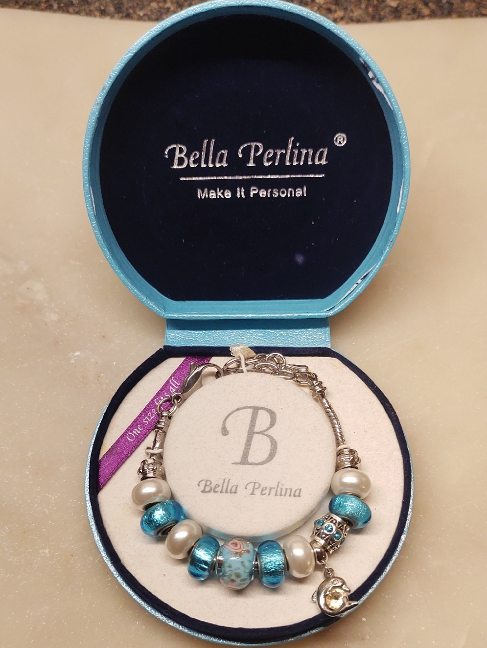 Bella Perlina Teal Charm Bracelet - Beads Fit Pandora! - Picture 2 of 6
